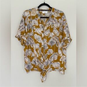 Braeve mustard floral blouse